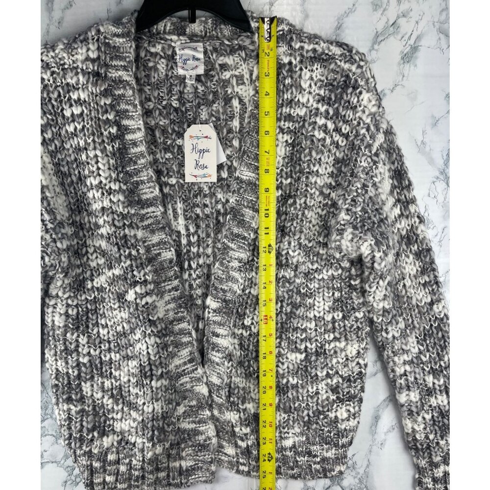 Hippie Rose White Gray Combo Knit Cardigan Sweater Small - Picture 5 of 13